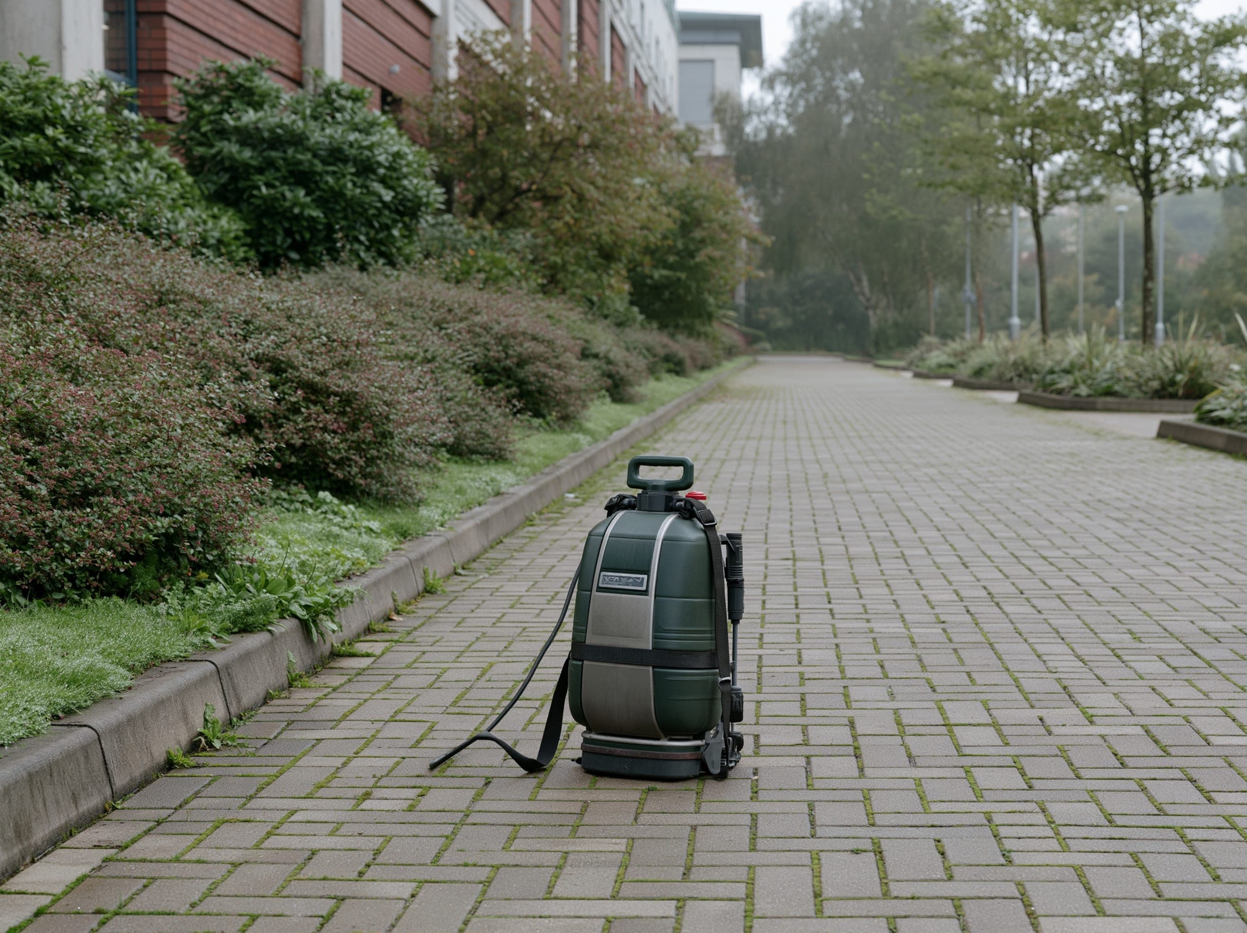 Weed-free block-paved commercial forecourt and kerb lines
